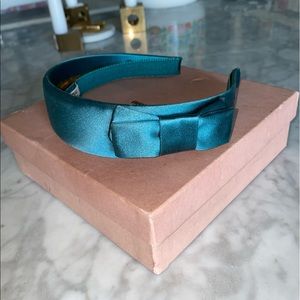 Miu Miu bow headband satin turquoise/emerald